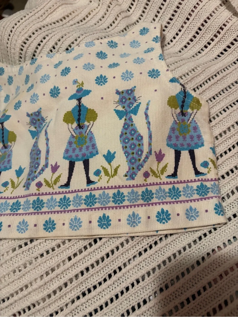 VTG 2 Piece Girls Matching Skirt Set Cotton Blend Woven Handmade Cat Boutique